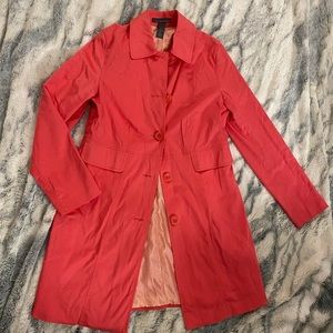 🌺 Coral, lined dressy long jacket / trench coat 🌺